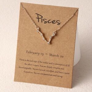*PISCES* Gold x Rhinestone Constellation Pattern Shape Fashion Necklace